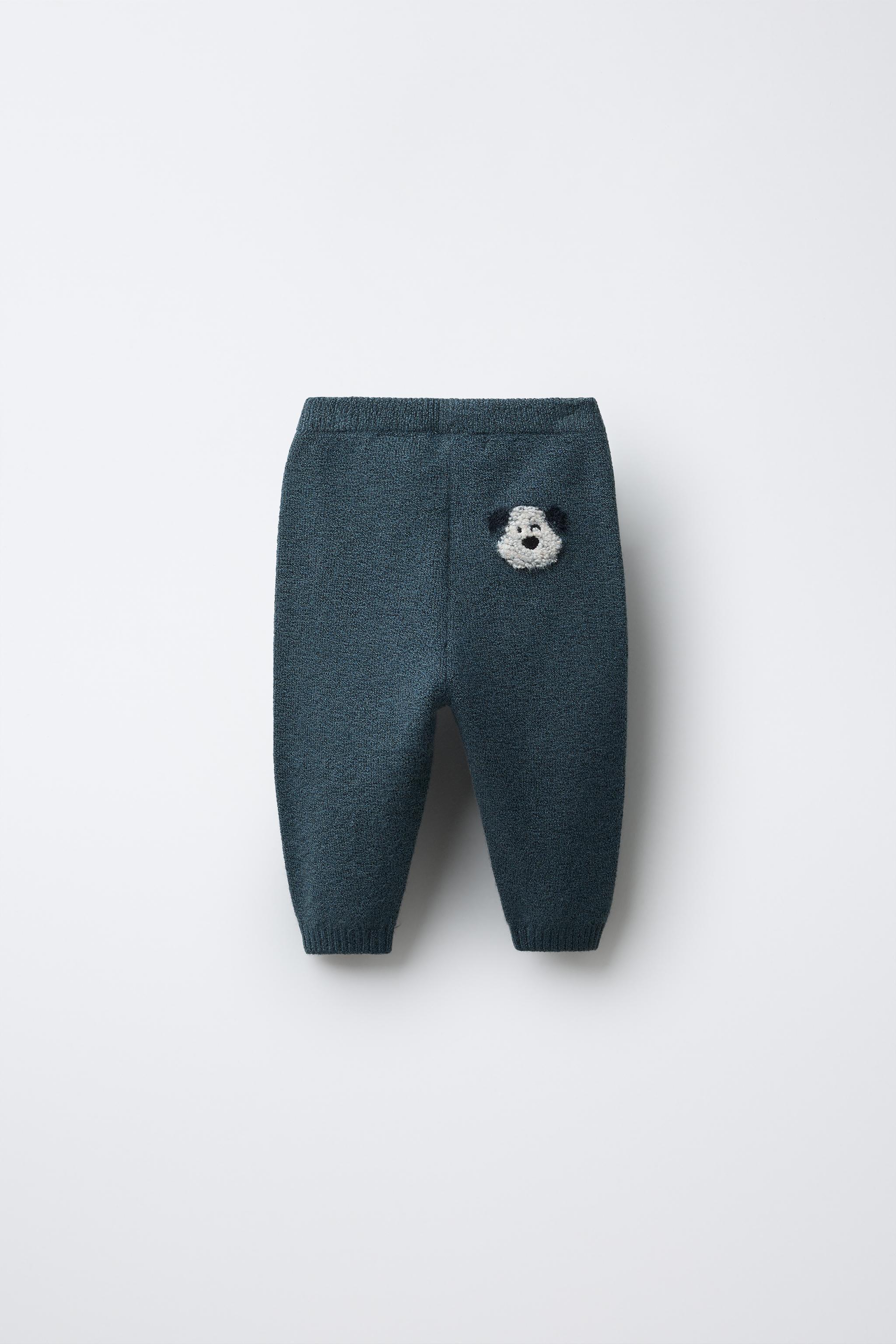 EMBROIDERED DOG KNIT PANTS
